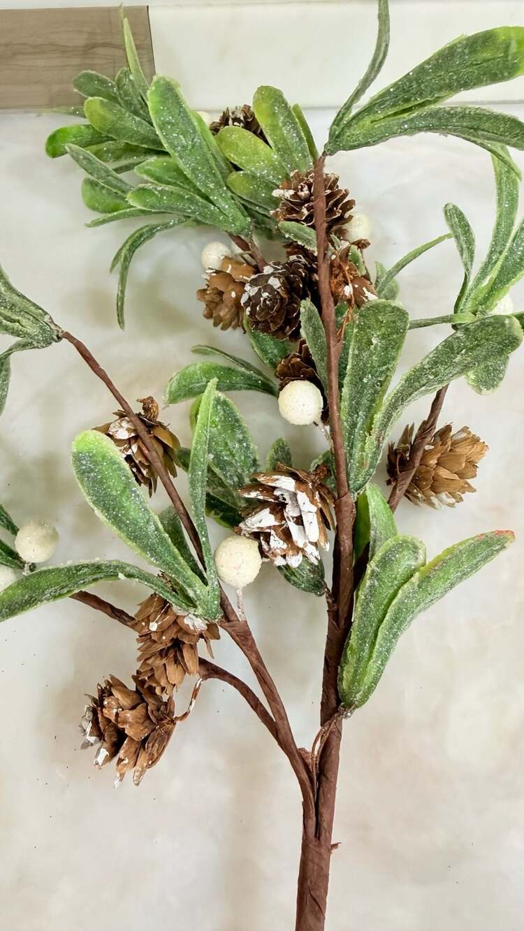Artificial Frosted Pinecone Pick